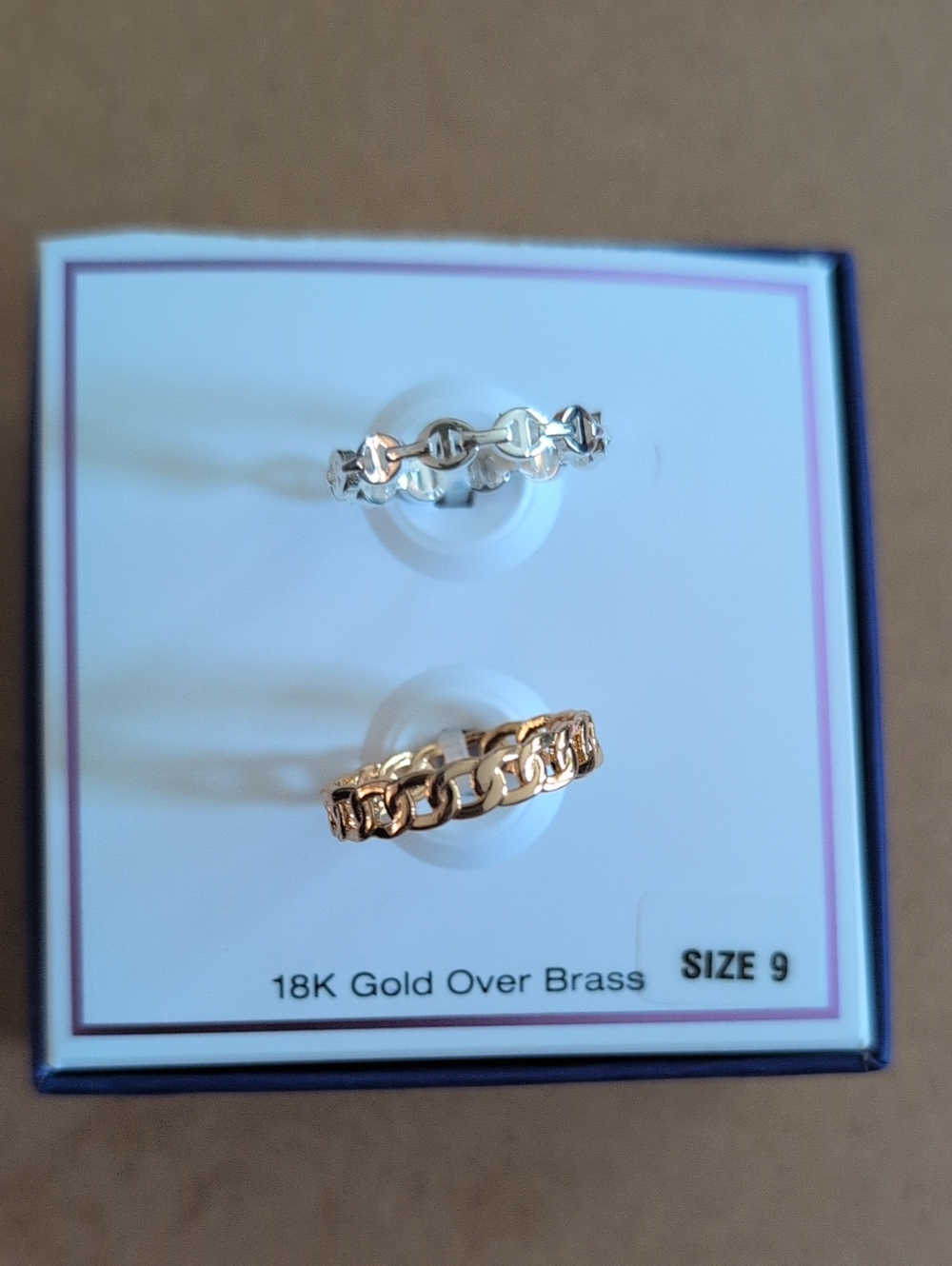 Chain-Link Stackable Ring Set -  Gold and Silver